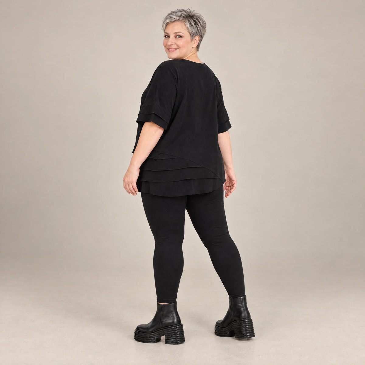 A-Form Shirt von Divas Planet aus Baumwolle, DP10182, Schwarz, Schick, Modern, Bequem