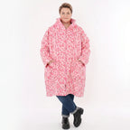 Vokuhilamantel in pinkbuntem Punktedesign aus Softshell mit Fleecefutter Stehkragen