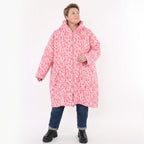 Vokuhilamantel in pinkbuntem Punktedesign aus Softshell mit Fleecefutter Stehkragen