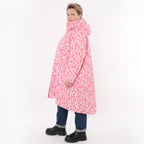 Vokuhilamantel in pinkbuntem Punktedesign aus Softshell mit Fleecefutter Stehkragen