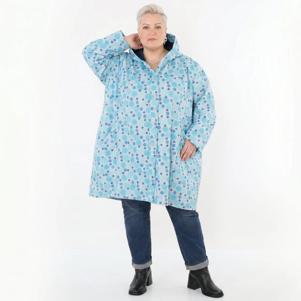 Ballonjacke von AKH Fashion aus Polyester, 1515.06660, Blau/Multi, Punkte, Ausgefallen