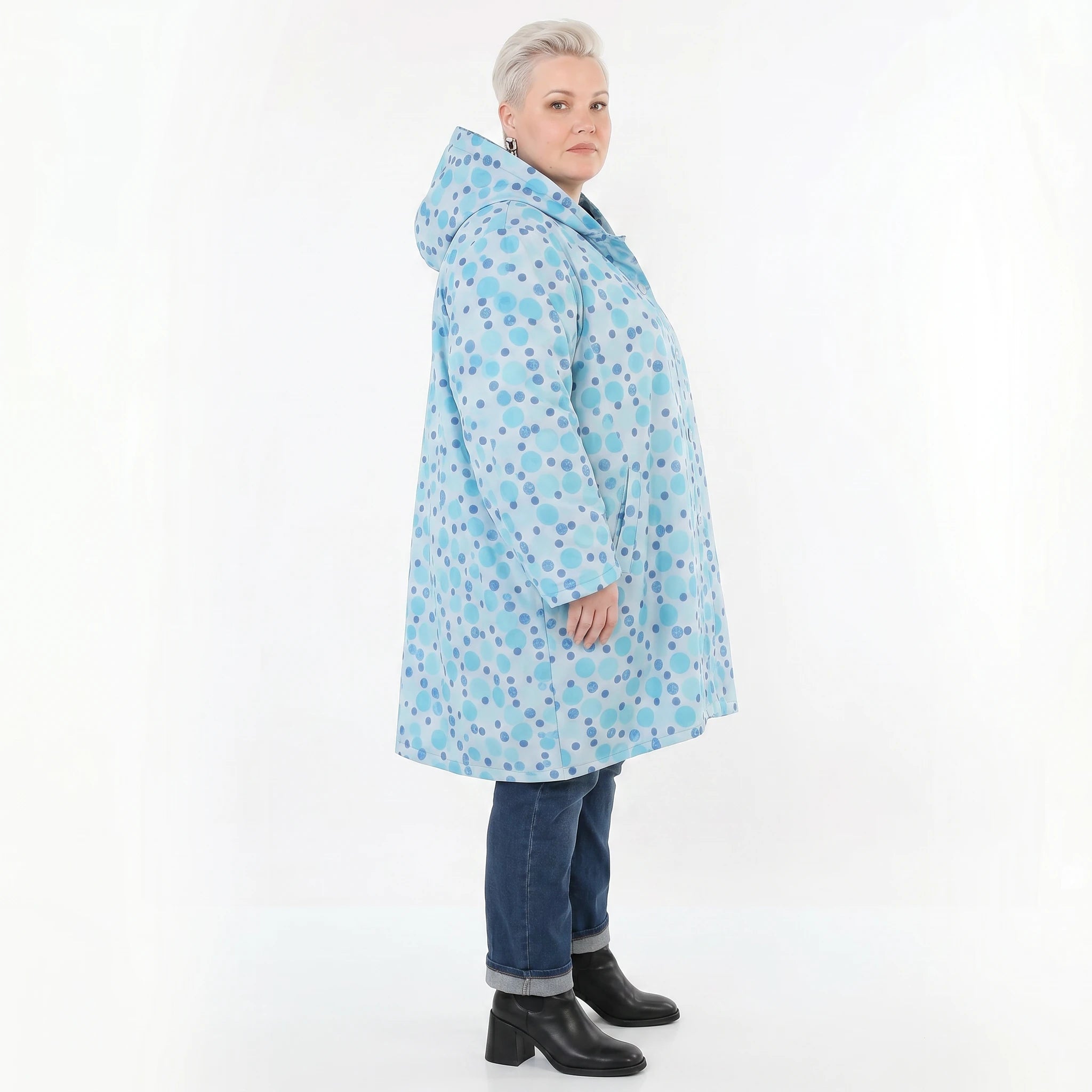 Ballonjacke von AKH Fashion aus Polyester, 1515.06660, Blau/Multi, Punkte, Ausgefallen