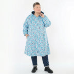 Übergangsmantel in blau multicolor mit Punkten Softshell Kapuze und Polar Fleece Futter