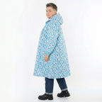 Übergangsmantel in blau multicolor mit Punkten Softshell Kapuze und Polar Fleece Futter
