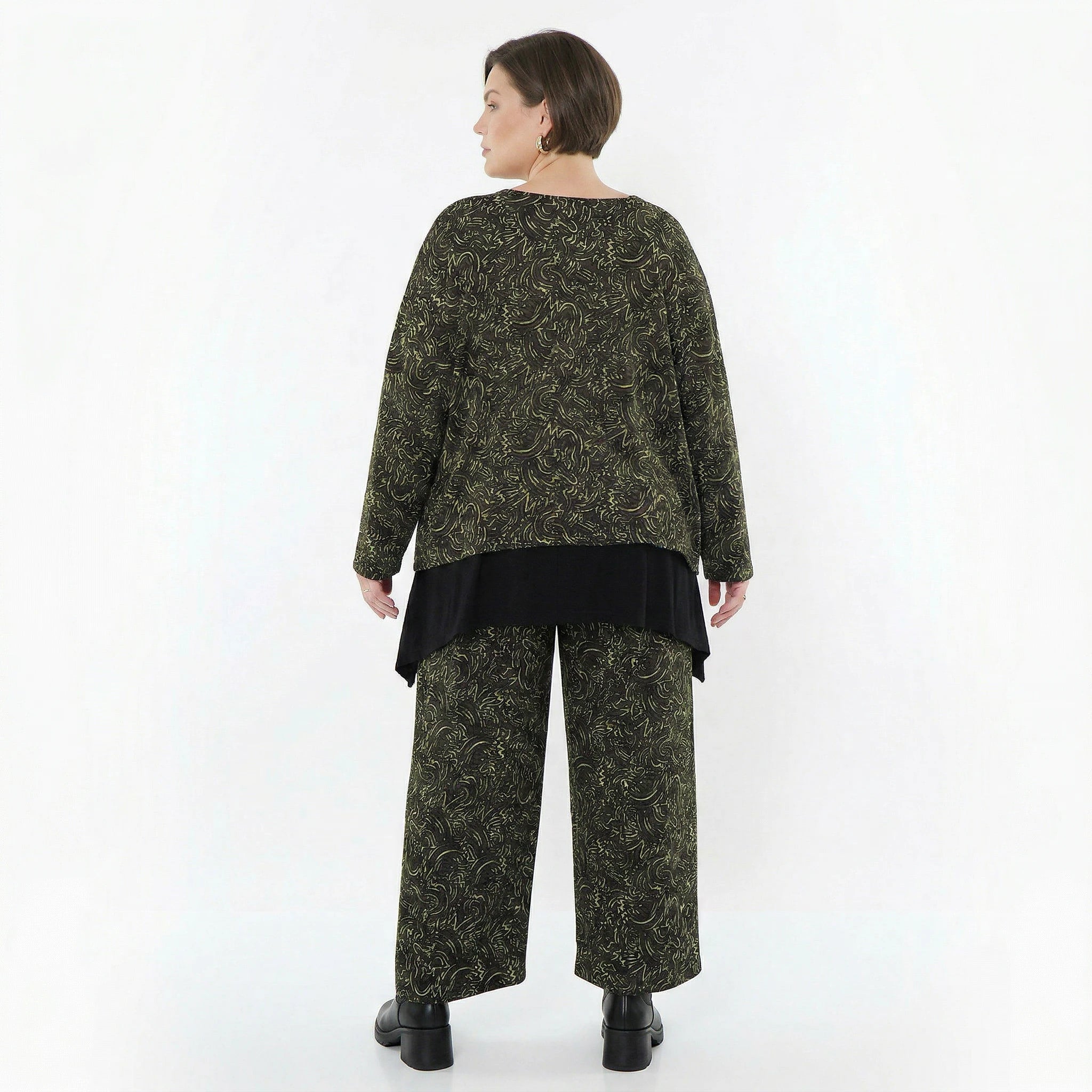 AKH Fashion Überwurf in kastiger Form, aus Materialmix, 1516.06048, Schwarz/Neongrün/Cognac