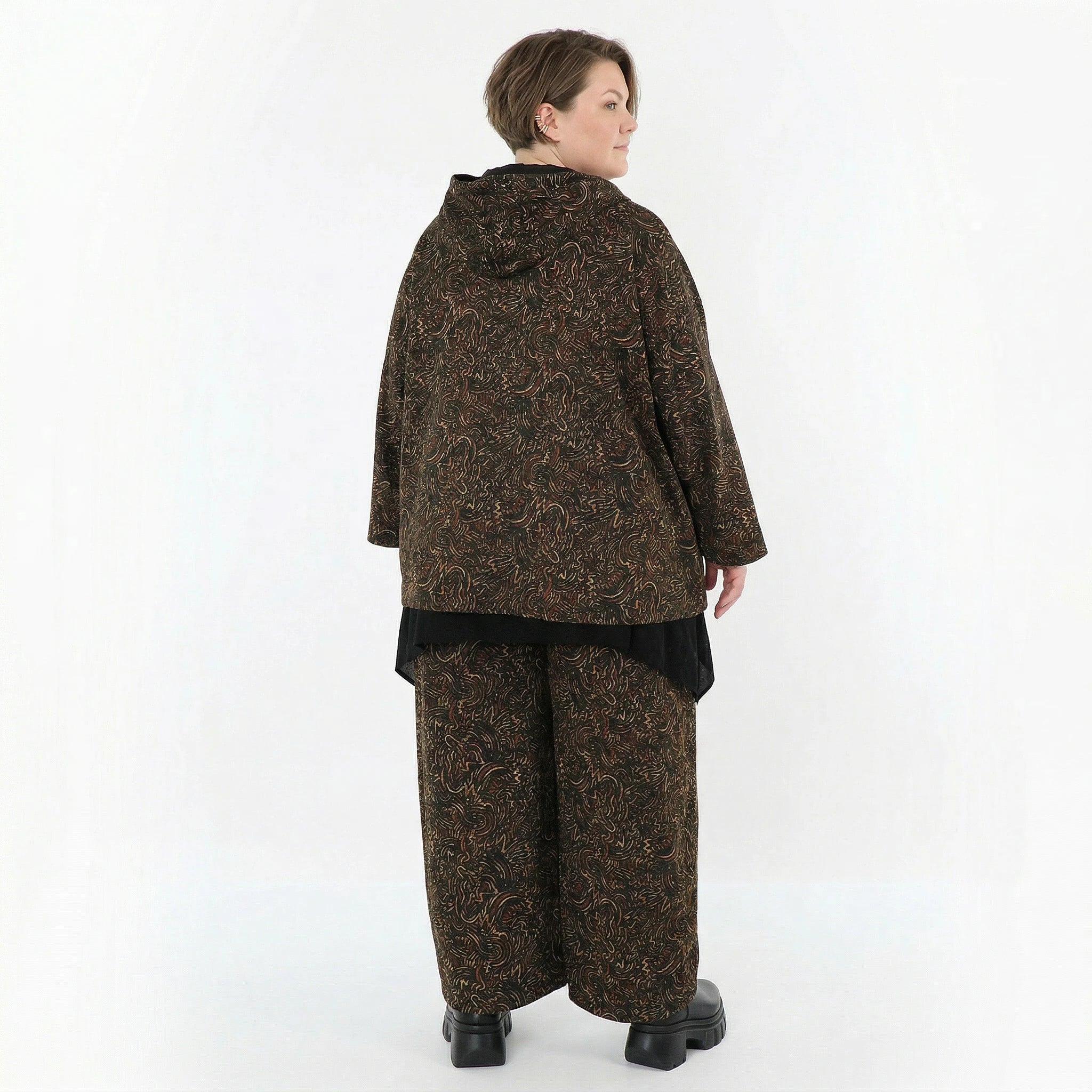 AKH Fashion Jacke in kastiger Form, aus Materialmix, 1516.07076, Cognac