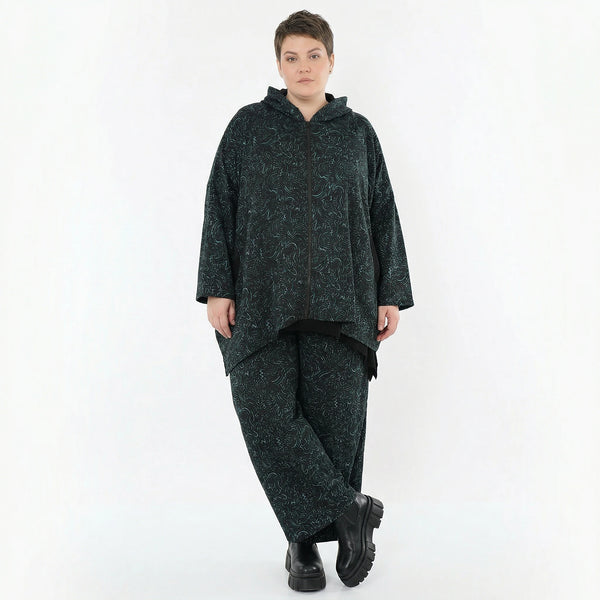 AKH Fashion Jacke in kastiger Form, aus Materialmix, 1516.07076, Petrol