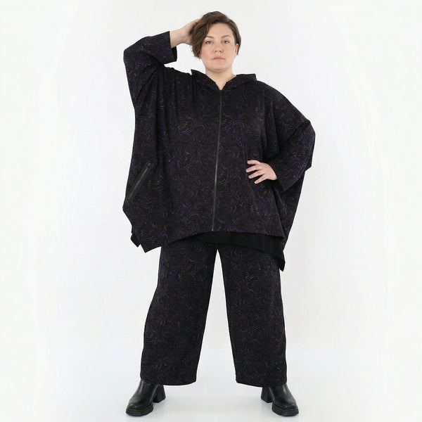 AKH Fashion Jacke in kastiger Form, aus Materialmix, 1516.07076, Violett