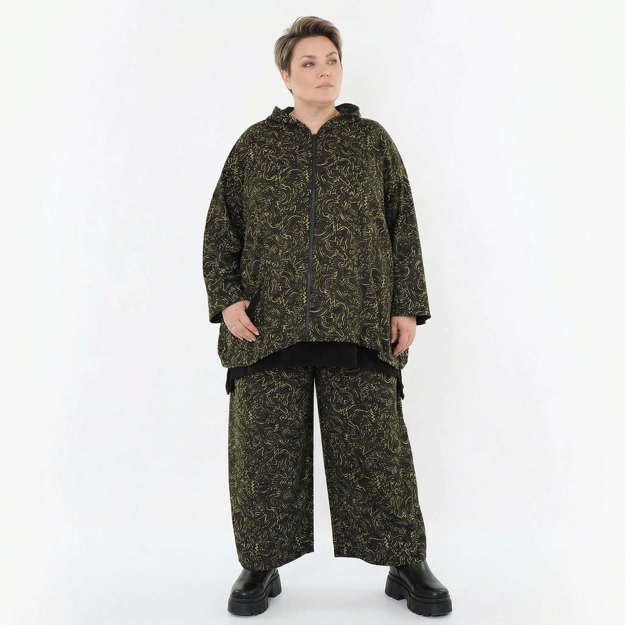 AKH Fashion Jacke in kastiger Form, aus Materialmix, 1516.07076, Neongrün