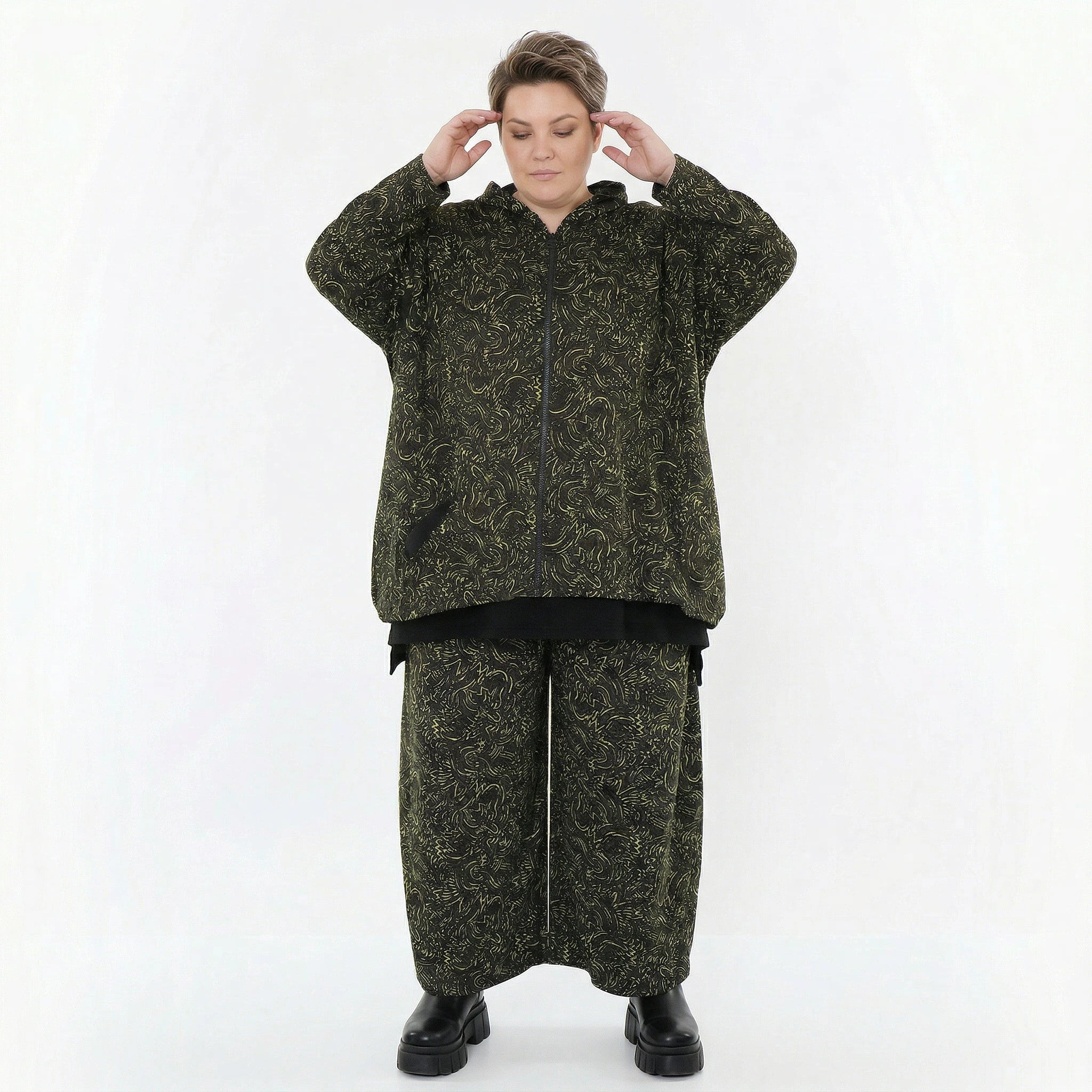 AKH Fashion Jacke in kastiger Form, aus Materialmix, 1516.07076, Neongrün