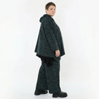 Weite Marlenehose aus Jacquard in schwarz petrol grün mit Kringelmuster und Flügeltaschen
