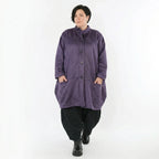 Ballonjacke aus violettem Lederimitat mit Stehkragen und tiefen Nahttaschen elegant warm