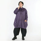 Ballonjacke aus violettem Lederimitat mit Stehkragen und tiefen Nahttaschen elegant warm