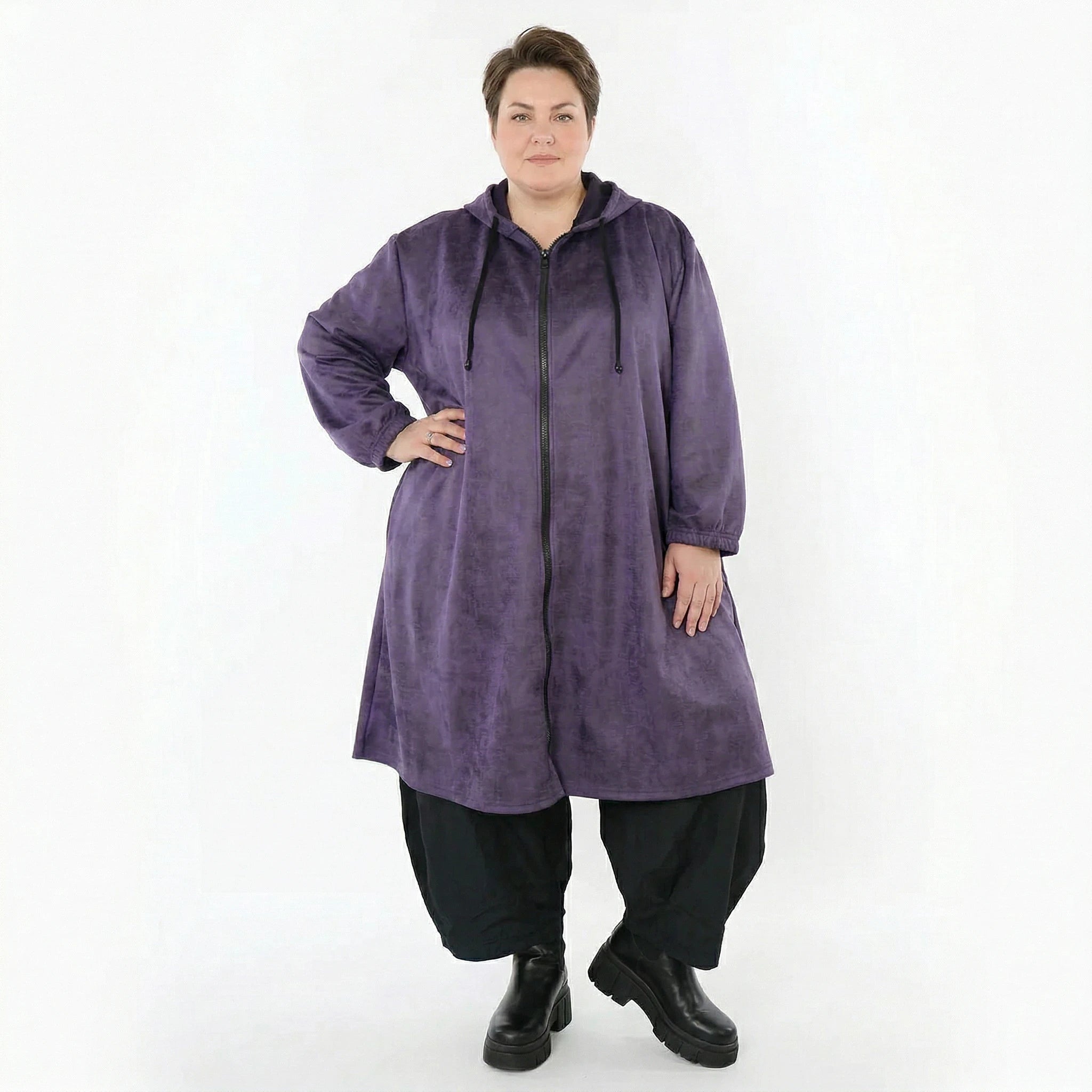 AKH Fashion Mantel in gerader Form, aus Polyester, 1520.07102, Violett, Ausgefallen