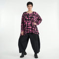 A-Form Bigshirt von AKH Fashion aus Viskose, 1519.02593, Fuchsia/Schwarz, Pinselstrich