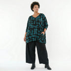 A-Form Bigshirt von AKH Fashion aus Viskose, 1519.02593, Petrol/Schwarz, Pinselstrich, Schick