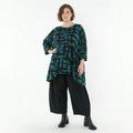 A-Form Bigshirt von AKH Fashion aus Viskose, 1519.07116, Petrol/Schwarz, Pinselstrich, Schick