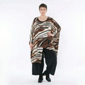 AKH Fashion Bigshirt in asymmetrischer Form, aus Materialmix, 1507133, Schwarz/Braun/Weiß