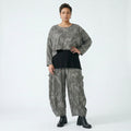 Ballonhose von AKH Fashion aus Materialmix, 1508069, Grau/Schwarz/Weiß, Vichy-Streifen