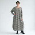Ballonkleid von AKH Fashion aus Materialmix, 1501926, Hellgrau/Schwarz/Weiß, Schick