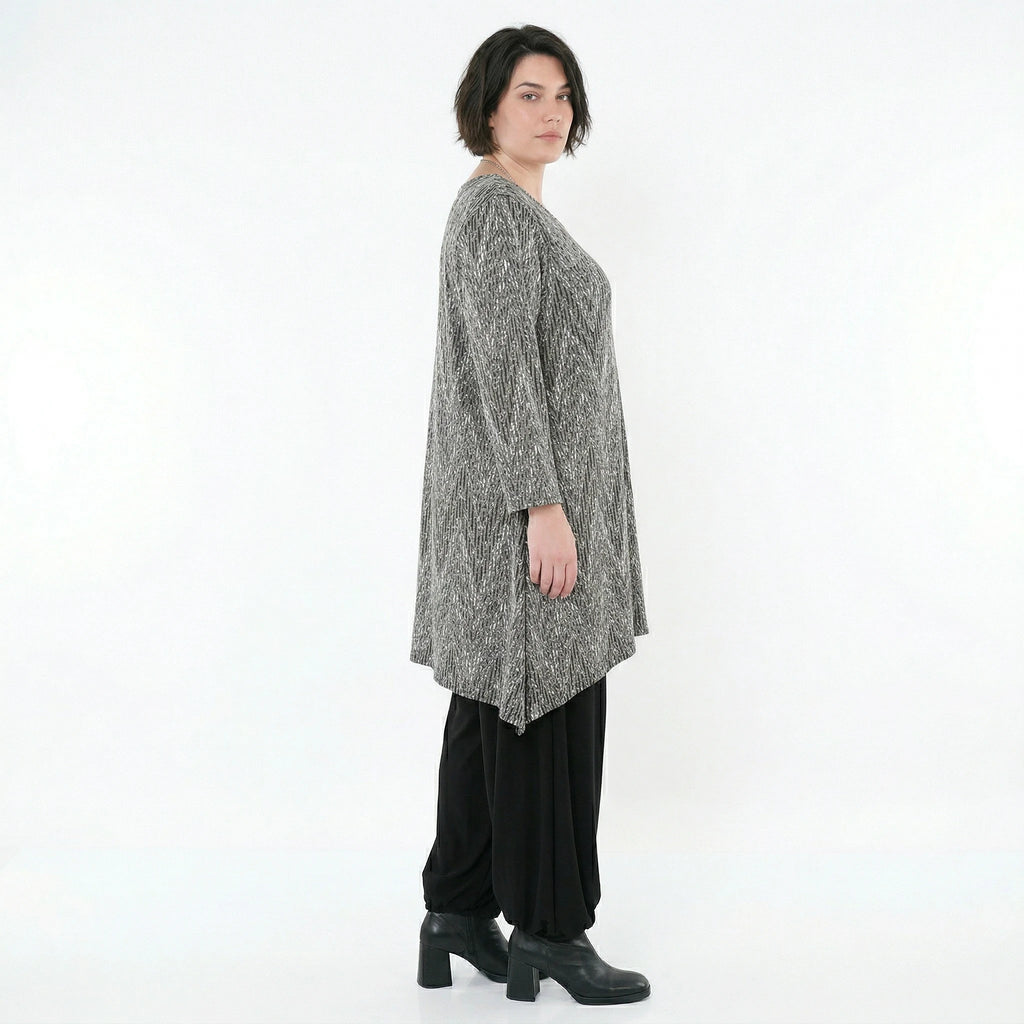 A-Form Shirt von AKH Fashion aus Materialmix, 1526.00521, Grau/Schwarz/Weiß, Schick