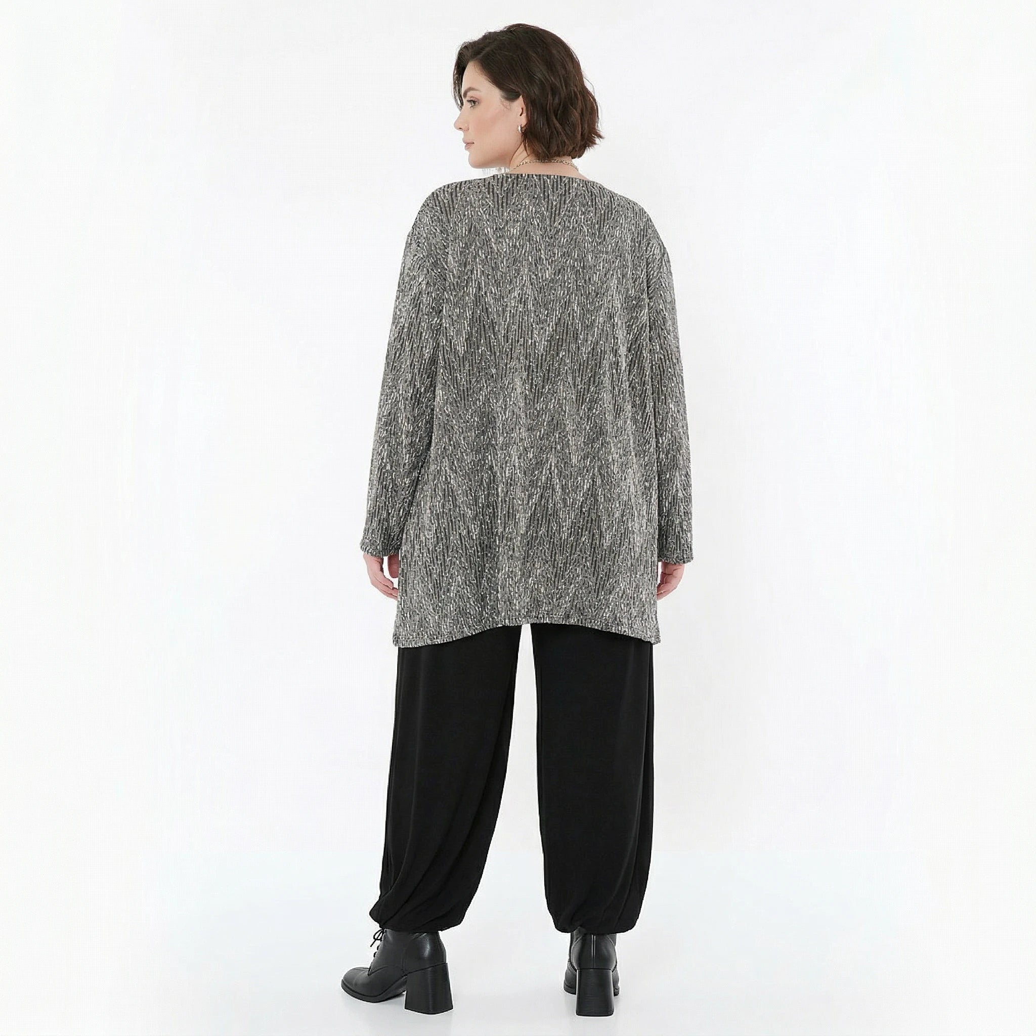 A-Form Bigshirt von AKH Fashion aus Materialmix, 1526.00593, Grau/Schwarz/Weiß, Schick
