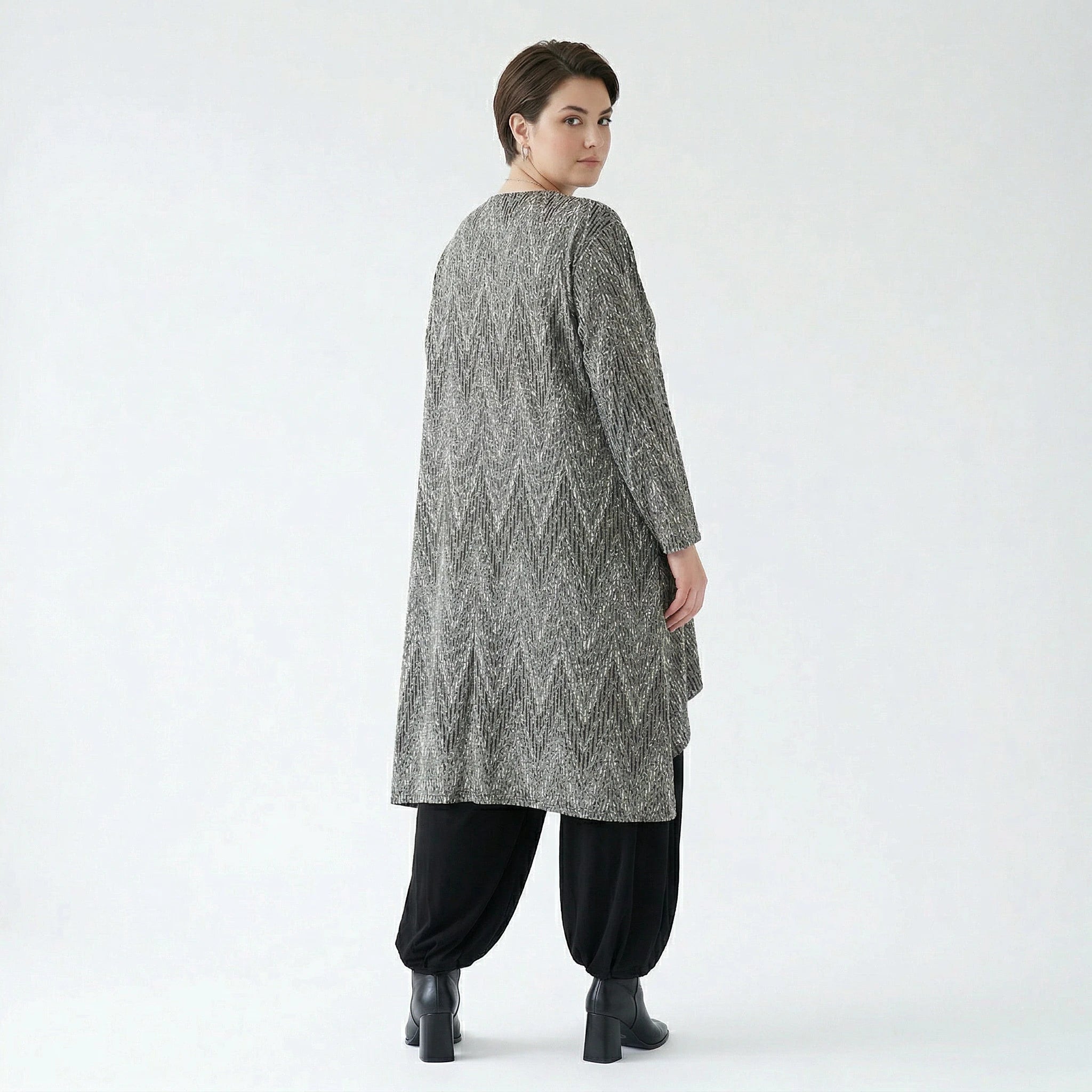 A-Form Shirt von AKH Fashion aus Materialmix, 1526.04656, Grau/Schwarz/Weiß, Schick