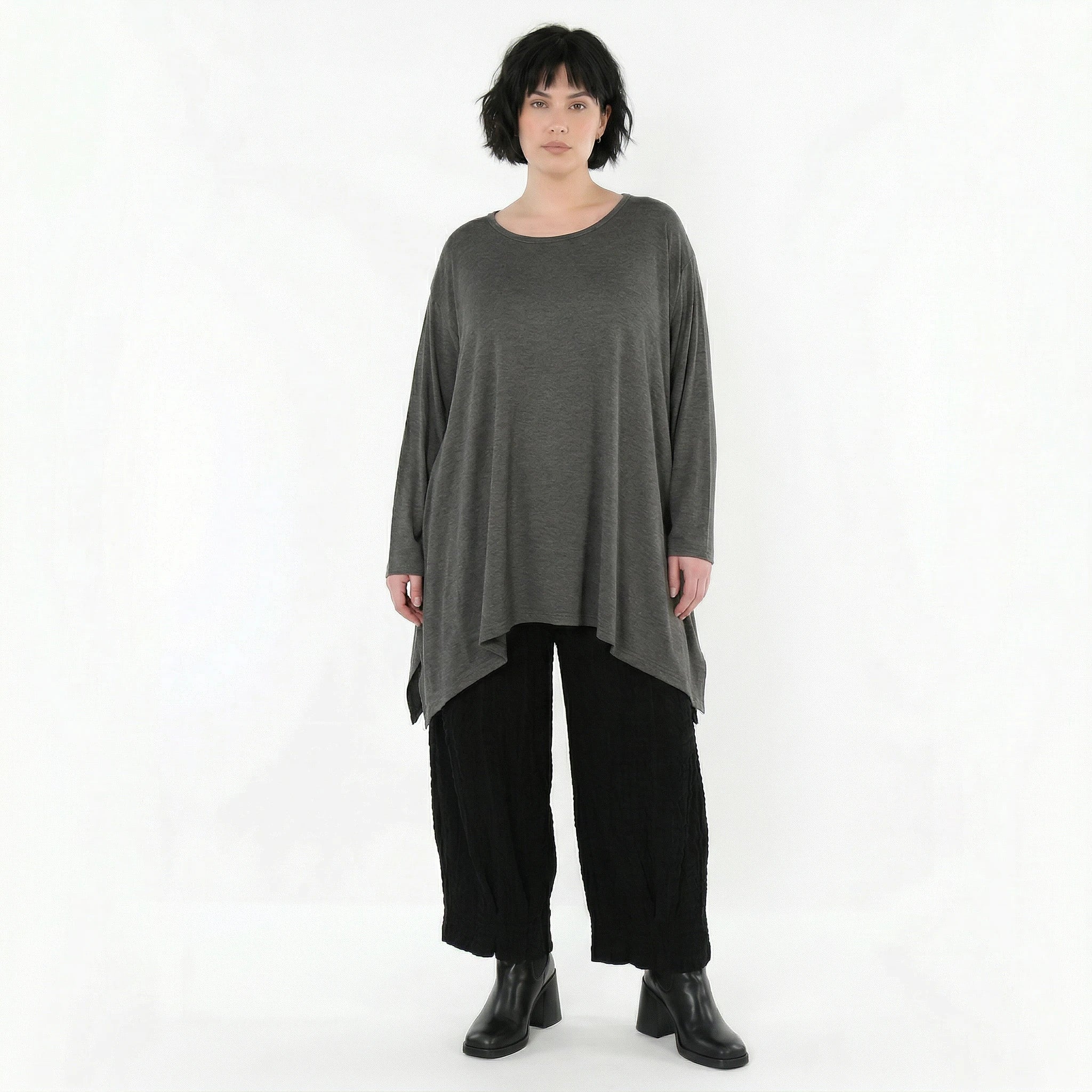 A-Form Bigshirt von AKH Fashion aus Viskose, 1531.01019, Anthrazit, Ausgefallen, Zeitlos