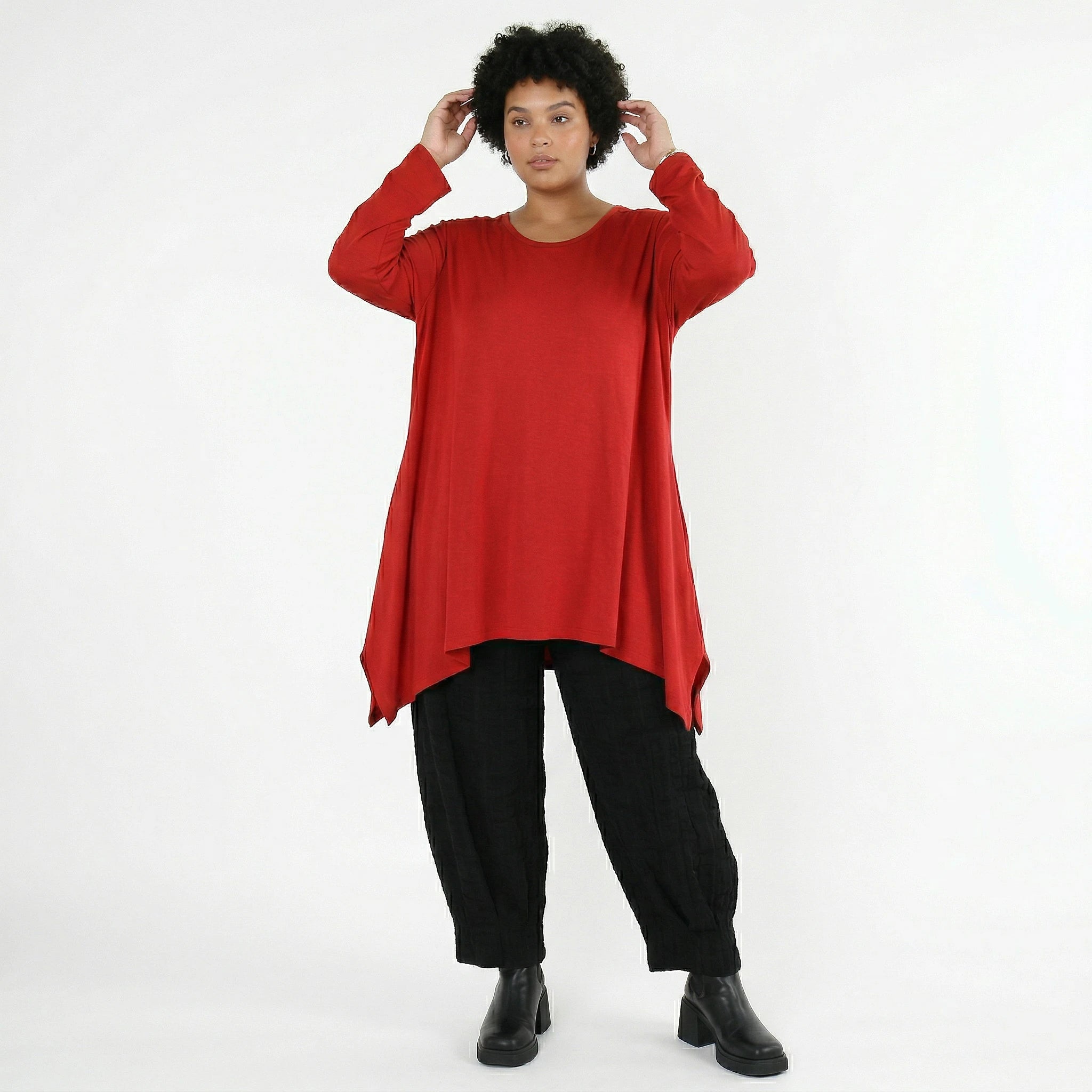 A-Form Bigshirt von AKH Fashion aus Viskose, 1531.01019, Dunkelrot, Ausgefallen, Zeitlos