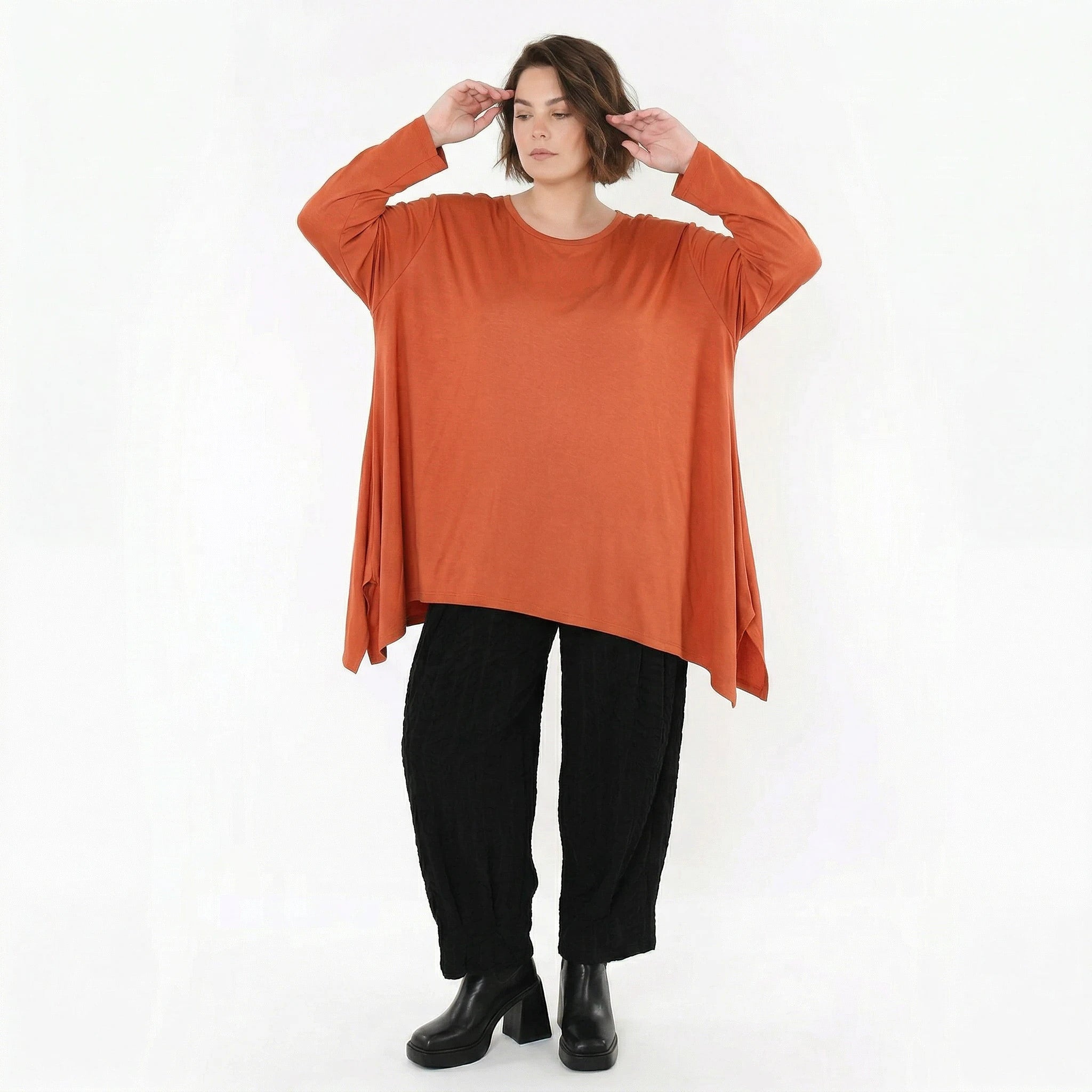 A-Form Bigshirt von AKH Fashion aus Viskose, 1531.01019, Rost, Ausgefallen, Zeitlos, Schick