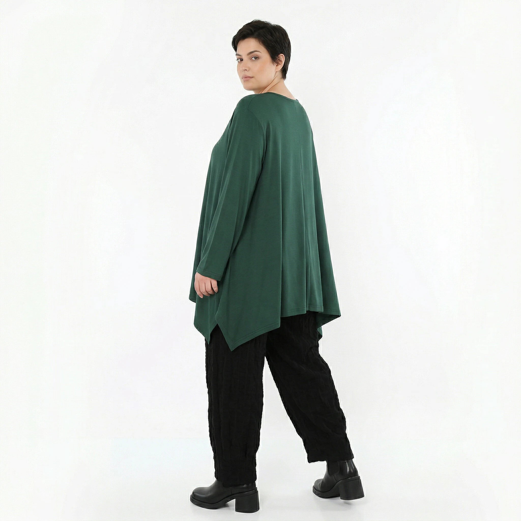 A-Form Bigshirt von AKH Fashion aus Viskose, 1531.01019, Tannengrün, Ausgefallen, Zeitlos