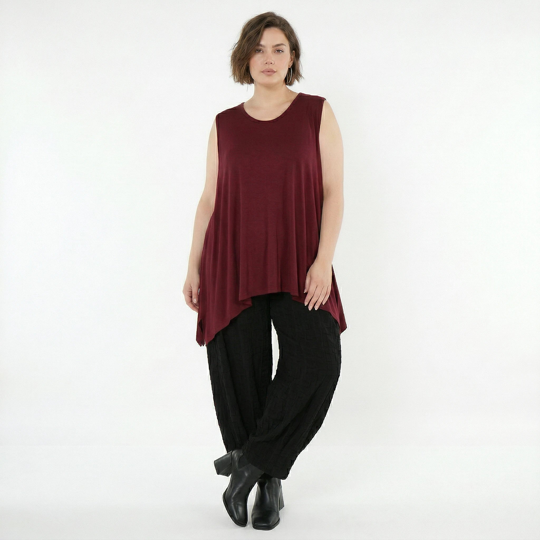 A-Form Top von AKH Fashion aus Viskose, 1531.03071, Burgundy, Ausgefallen, Zeitlos, Schick