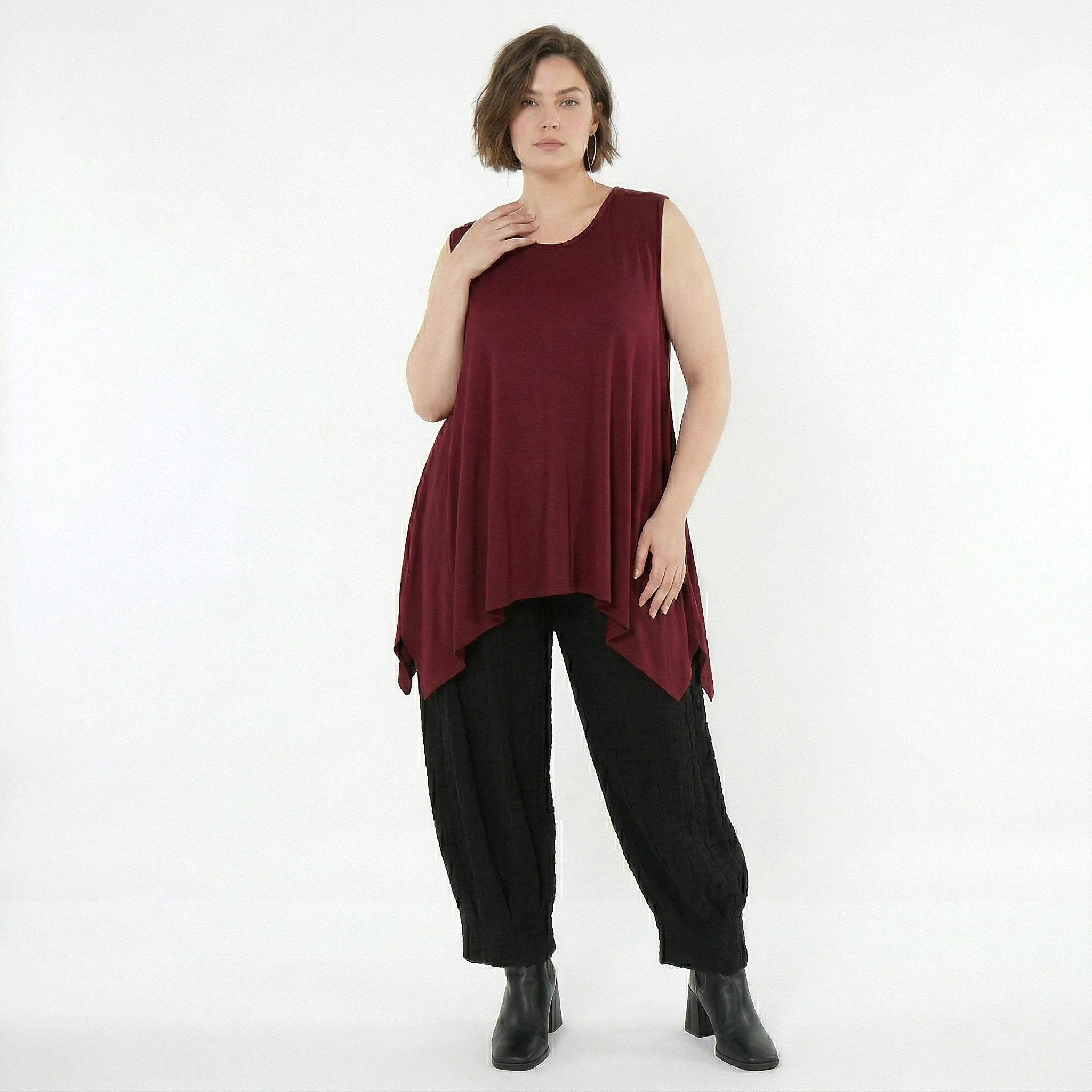 A-Form Top von AKH Fashion aus Viskose, 1531.03071, Burgundy, Ausgefallen, Zeitlos, Schick
