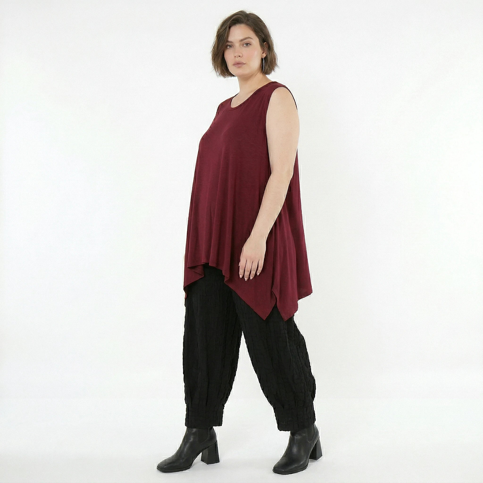 A-Form Top von AKH Fashion aus Viskose, 1531.03071, Burgundy, Ausgefallen, Zeitlos, Schick