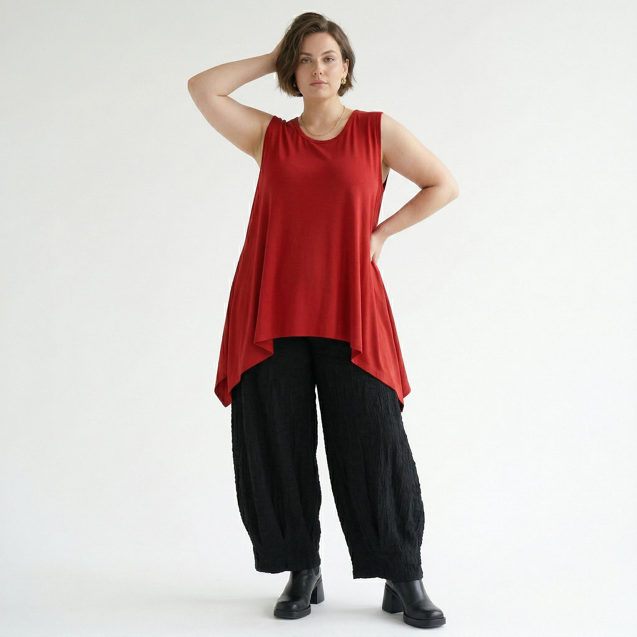 A-Form Top von AKH Fashion aus Viskose, 1531.03071, Dunkelrot, Ausgefallen, Zeitlos