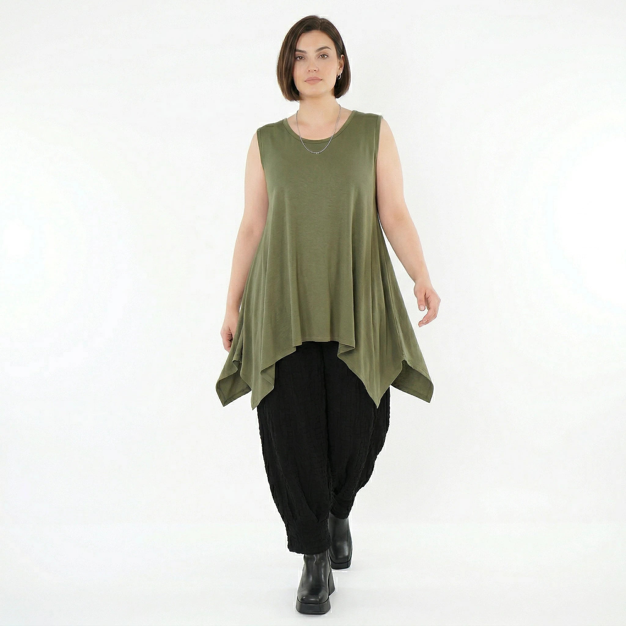 A-Form Top von AKH Fashion aus Viskose, 1531.03071, Olive, Ausgefallen, Zeitlos, Schick