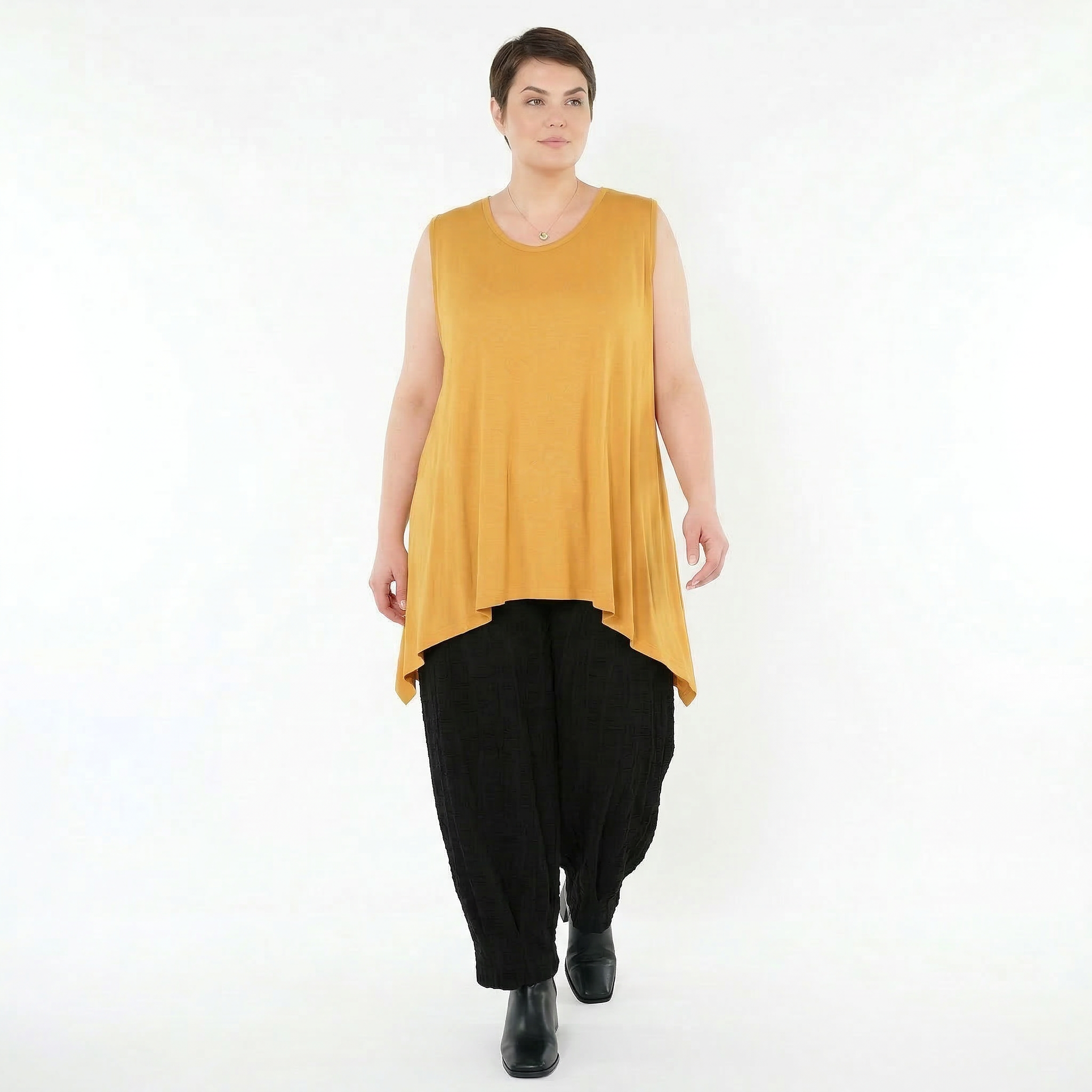 A-Form Top von AKH Fashion aus Viskose, 1531.03071, Senf, Ausgefallen, Zeitlos, Schick