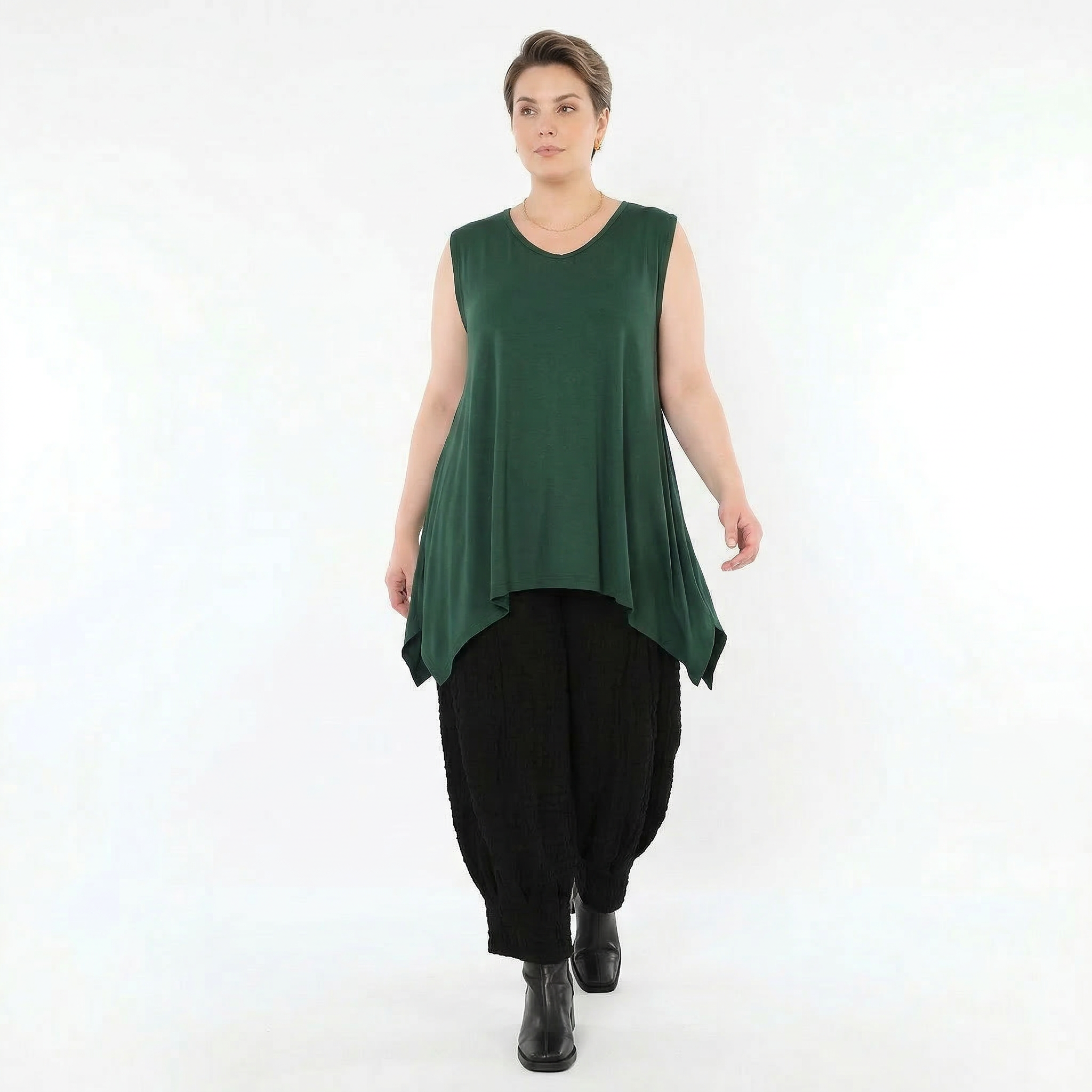 A-Form Top von AKH Fashion aus Viskose, 1531.03071, Tannengrün, Ausgefallen, Zeitlos, Schick