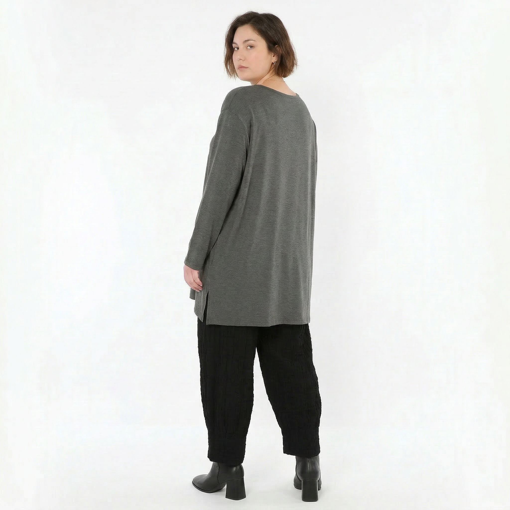 AKH Fashion Bigshirt in gerader Form, aus Viskose, 1531.07054, Anthrazit, Ausgefallen, Schick