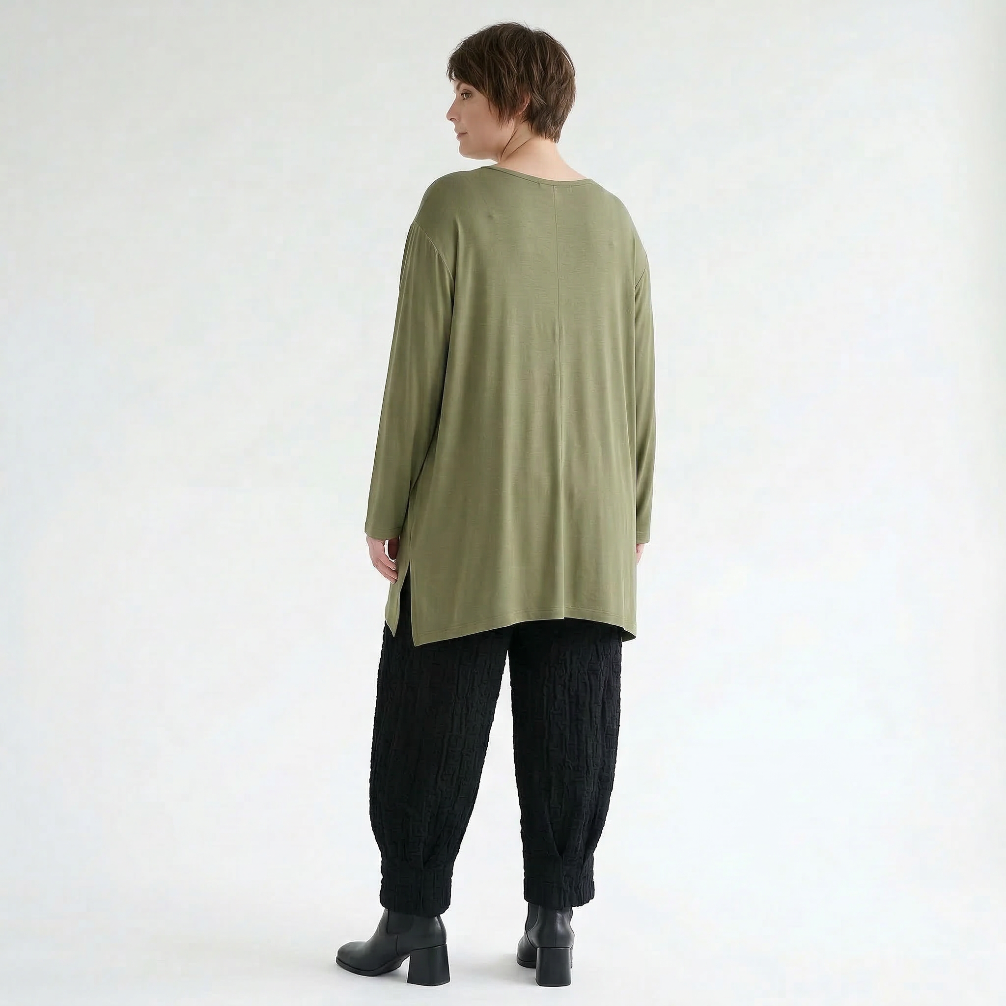 AKH Fashion Bigshirt in gerader Form, aus Viskose, 1531.07054, Olive, Ausgefallen, Zeitlos