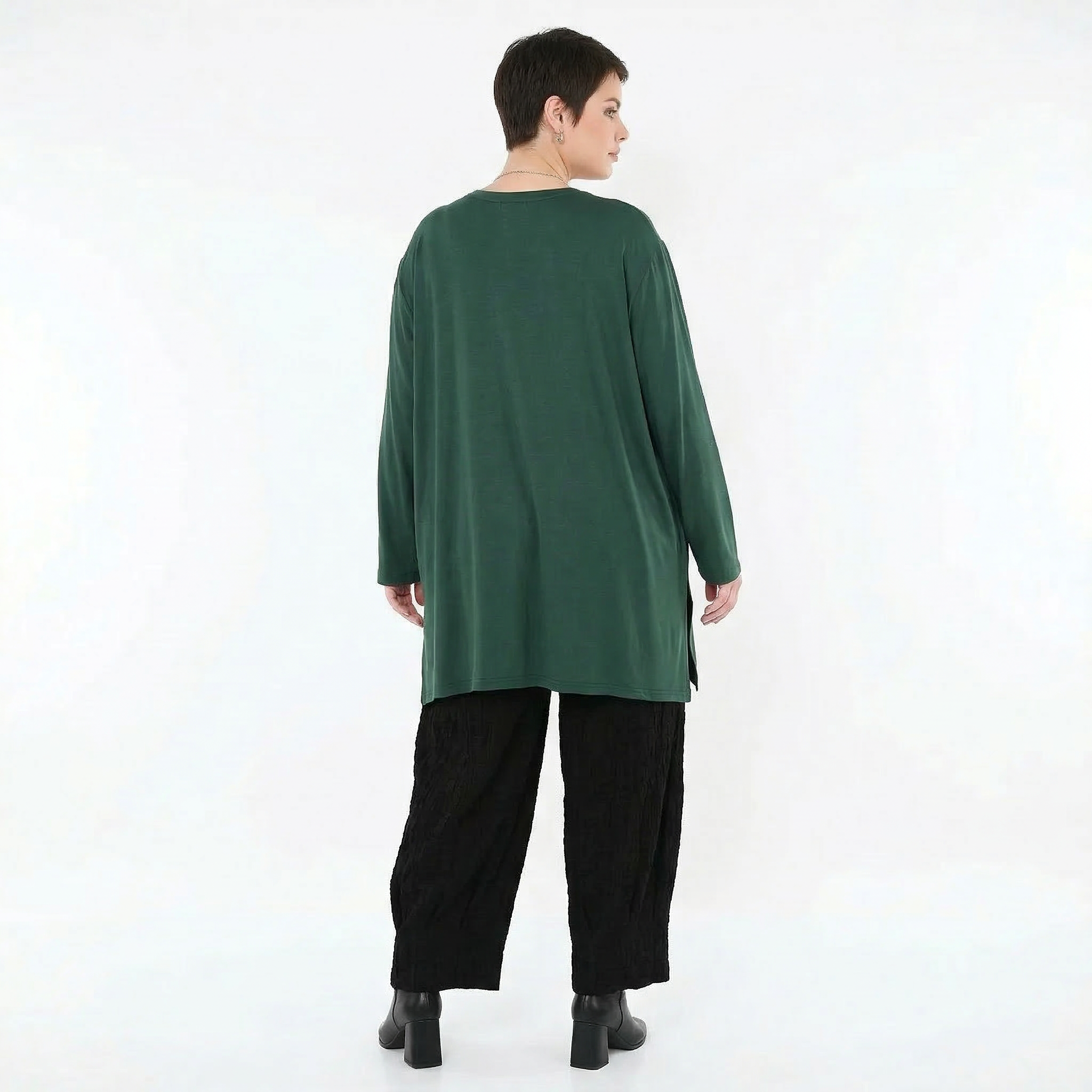 AKH Fashion Bigshirt in gerader Form, aus Viskose, 1531.07054, Tannengrün, Ausgefallen, Zeitlos