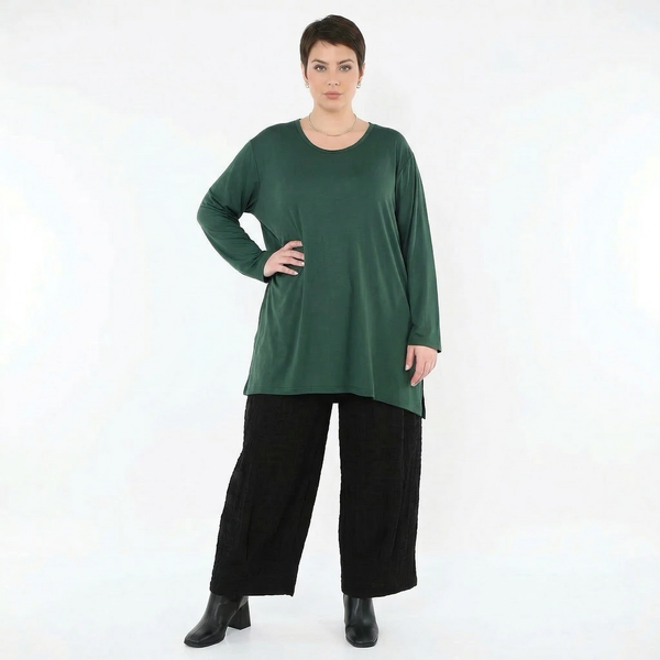 AKH Fashion Bigshirt in gerader Form, aus Viskose, 1531.07054, Tannengrün, Ausgefallen, Zeitlos