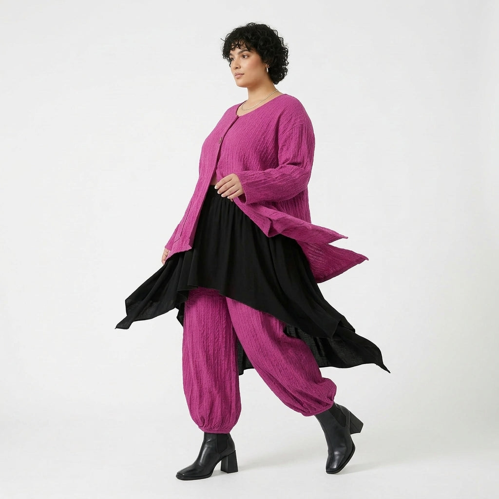 A-Form Jacke von AKH Fashion aus Materialmix, 1532.00118, Fuchsia, Wellen, Ausgefallen