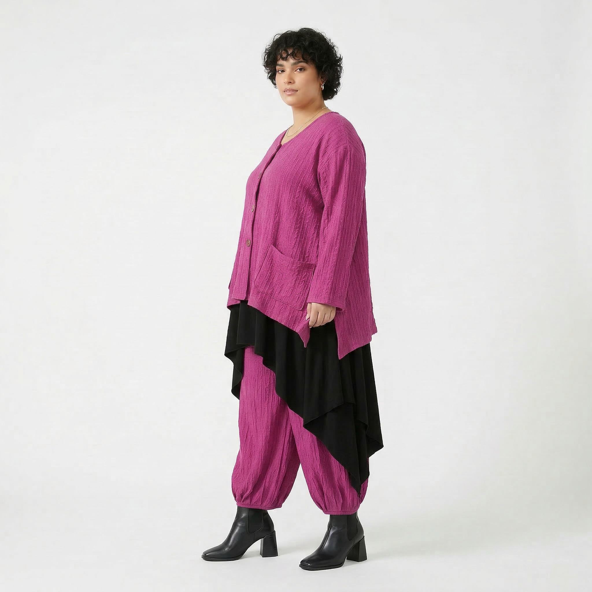 A-Form Jacke von AKH Fashion aus Materialmix, 1532.00118, Fuchsia, Wellen, Ausgefallen