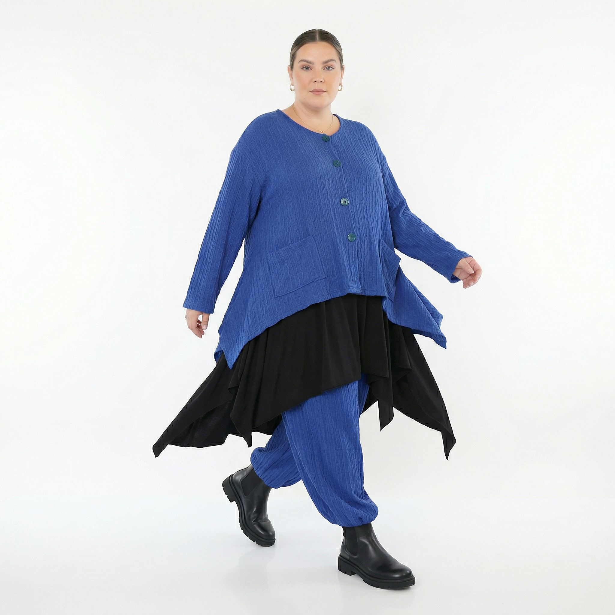A-Form Jacke von AKH Fashion aus Materialmix, 1532.00118, Royalblau, Wellen, Ausgefallen