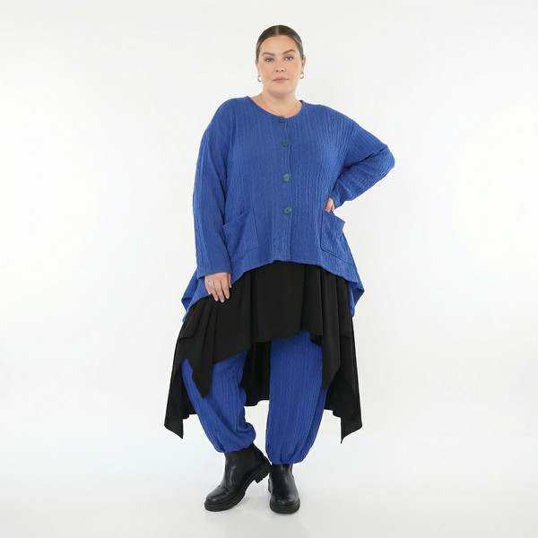 A-Form Jacke von AKH Fashion aus Materialmix, 1532.00118, Royalblau, Wellen, Ausgefallen