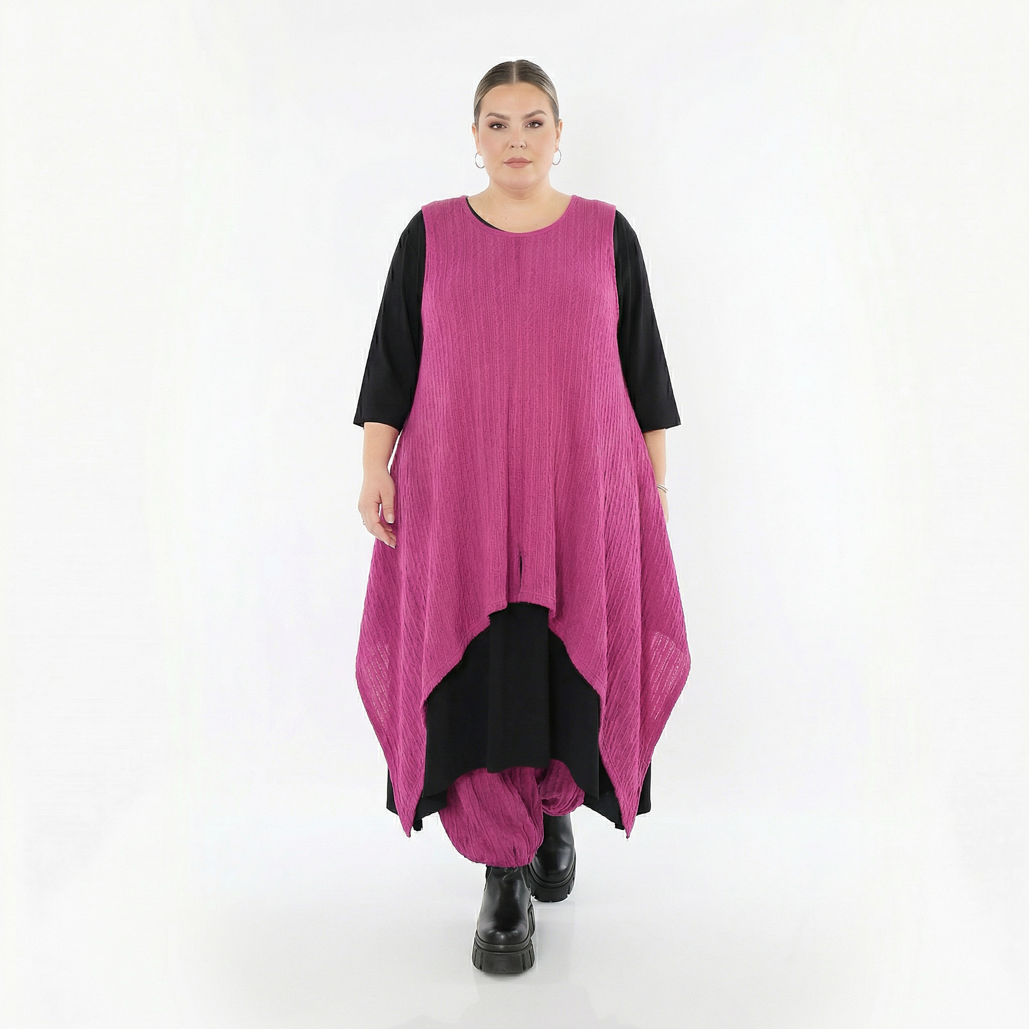 Zipfel Kleid von AKH Fashion aus Materialmix, 1532.03067, Fuchsia, Wellen, Ausgefallen