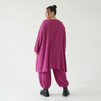Fuchsia Feinstrick Ballonhose mit Streifen Wellen und Ajournmuster weich und stretchig
