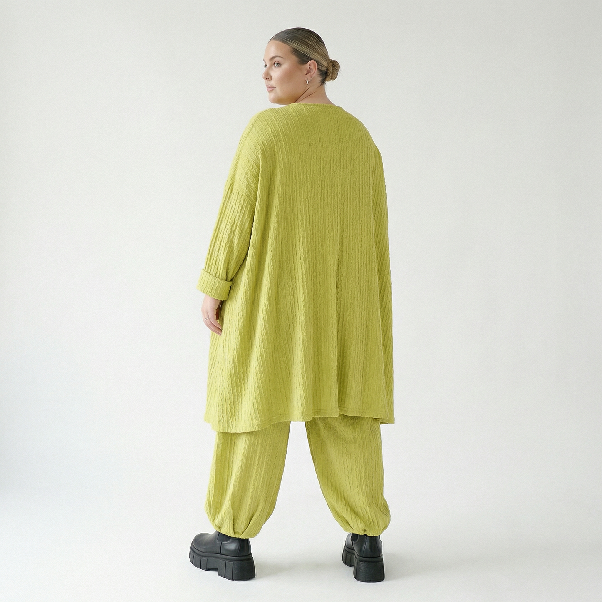 A-Form Bigshirt von AKH Fashion aus Materialmix, 1532.07014, Lime, Wellen, Ausgefallen