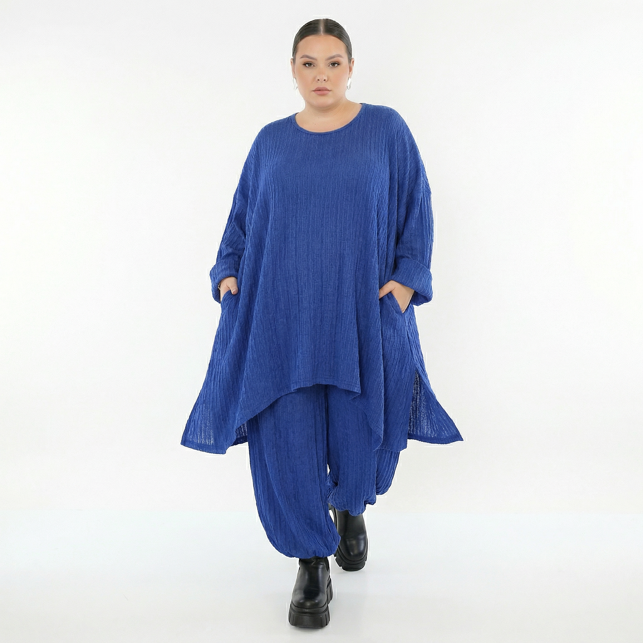 Ballonhose von AKH Fashion aus Materialmix, 1532.05920, Royalblau, Wellen, Ausgefallen